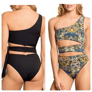 Maaji | Cut Out Side Tie Reversible One Piece Swimsuit Black | XS / S